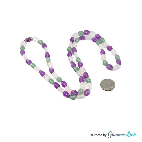 VTG 80s Avon Tourmaline Impressions Translucent Purple Green & Clear Necklace - Picture 7 of 8